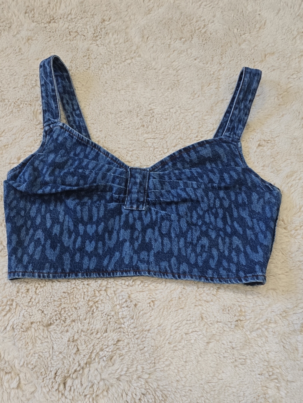 Denim Animal-Print Crop Top in Blue - Women’s Stylish Tank